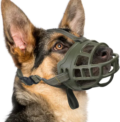 Vista 9 de BARKLESS Bozal para perro, bozal de cesta para perros pequeños, medianos y grandes, cubierta suave para morder y masticar, permite beber jadeo