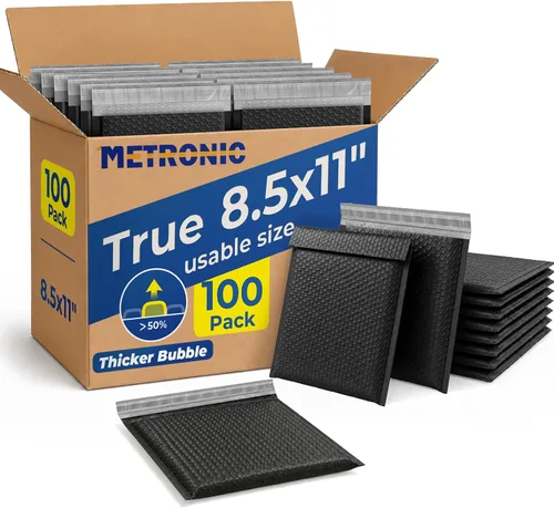 Vista 17 de Metronic Sobres acolchados de tamaño utilizable de 8.5 x 11 pulgadas Negro