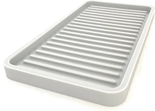 Vista 20 de Happitasa - Bandeja organizadora para fregadero de cocina de silicona, soporte de esponja y protector de encimera, estilo de líneas rectas
