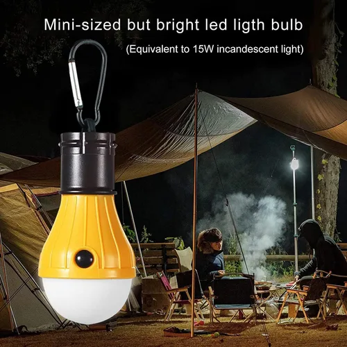 Vista 6 de Linterna LED para tienda de campaña, bombilla de emergencia portátil impermeable para exteriores, funciona con pilas, con gancho de clip, súper