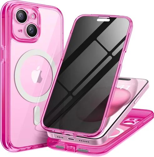 Vista 20 de TIESZEN Funda para iPhone 15, compatible con MagSafe, protector de pantalla de privacidad integrado y protección de cámara, antiespía, cuerpo