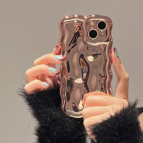 Vista 42 de FABSPARK Funda para iPhone 11, Patrón de Burbujas de Meteorito 3D Electrochapado Galvanizado con Brillos Marco Ondulado Rizado Funda Brillante, TPU