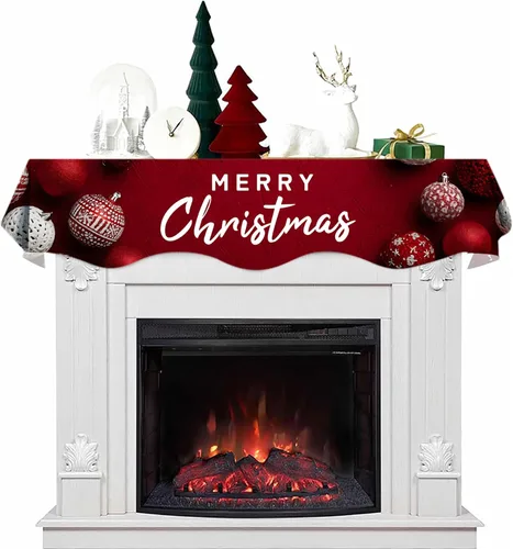 Vista 18 de NYZE Bufanda para Repisa de Chimenea Navideña 60 x 17 Pulgadas Cubierta Decorativa para Repisa de Chimenea de Navidad Camino de Mesa para Repisa