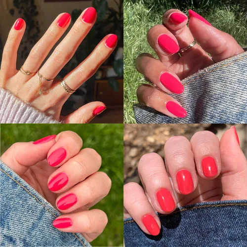 Vista 4 de Olive & June - Esmalte de uñas de secado rápido, Pomodoro Tomato Rojo-Rosa Fast-drying, smudgeproof color; 15-free, vegan, cruelty-free; lasts up