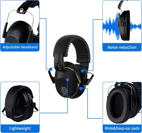 Vista 13 de Orejeras de protección, orejeras de seguridad con reducción de ruido, orejeras de disparo, NRR de 20 dB, protectores de oídos para adultos y niños