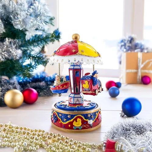 Vista 2 de Carrusel de transporte caprichoso: figura musical con avión, barco y tren