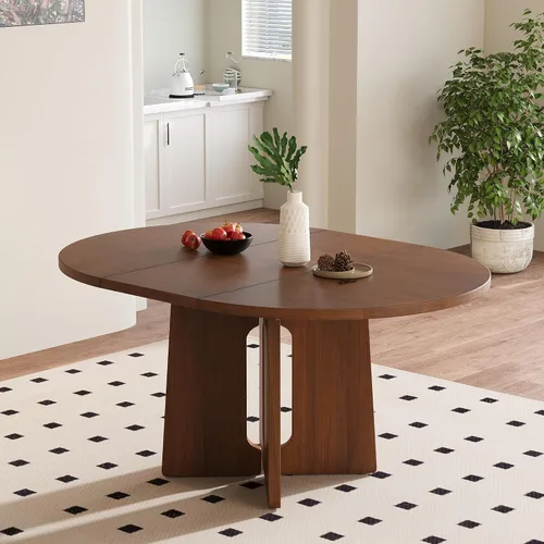 LUMISOL Mesa de comedor redonda para 4-6 personas, mesa de cocina extensible con hojas extraíbles de 16 pulgadas para comedor, sala de estar, color