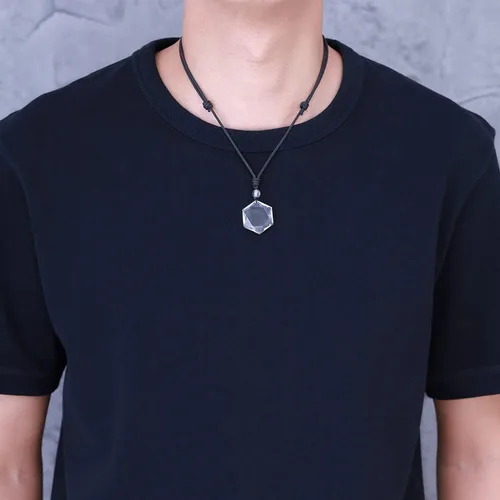 Vista 2 de COAI Collar con colgante de hexagrama de estrella de David Amulet, Piedra