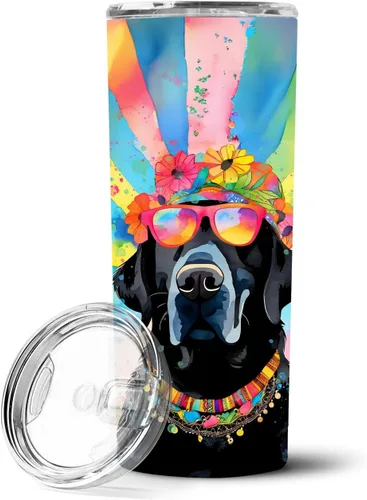 Vista 91 de Caroline's Treasures Siberian Husky Hippie Dawg - Vaso delgado de acero inoxidable al vacío de doble pared reutilizable, vaso aislado para café