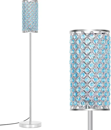 Vista 8 de Lámpara de pie de cristal, lámpara de pie moderna con elegante pantalla, lámpara de pie LED con interruptor de pie de encendido/apagado, lámpara