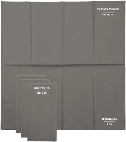Vista 192 de Servilletas negras para bebidas, servilletas de papel desechables de 3 capas para bar, cóctel, bodas, cumpleaños, fabricadas en la UE, (20 unidades)