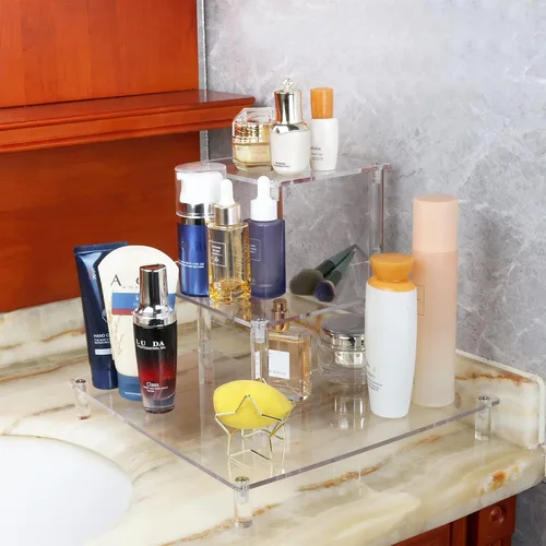 Vista 6 de ELEGANTLIFE Soporte elevador de acrílico – Estante transparente de 3 niveles para Funko POP, Amiibo, figuras, coleccionables, cupcakes, perfumes