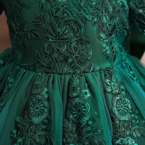 Vista 4 de NNJXD - Vestido de princesa de tul con flores, para usar en bodas, para niñas pequeñas y bebés