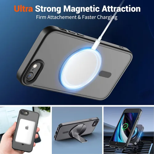 Vista 165 de SUPFINE - Funda magnética para iPhone 13 Pro Max (compatible con MagSafe), (protección contra caídas de grado militar de 10 pies), delgada, Negro