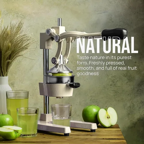 Vista 3 de Exprimidor manual resistente de cítricos, prensa de mano comercial de jugo de limón de naranja de hierro fundido, blanco, grado industrial