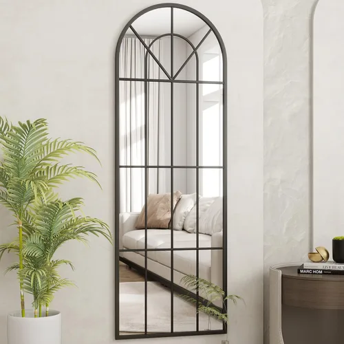 Vista 33 de Degfig - Espejo arqueado de longitud completa, espejo de pie de 64 x 21 pulgadas, espejos de cuerpo completo con soporte para sala de estar, Negro