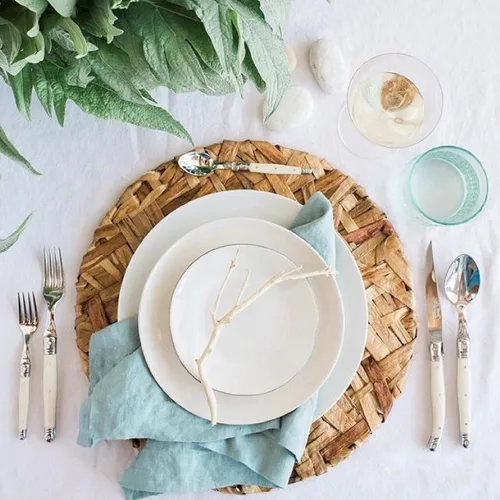 Vista 5 de Jean Dubost Laguiole - Cucharas de café y postre de 4 piezas, asas pastel, acero inoxidable resistente al óxido, incluye bandeja de madera