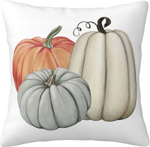 Vista 4 de Fundas de almohada de otoño de 16 x 16 pulgadas, hojas de eucalipto, calabazas, funda de almohada decorativa para otoño, granja, decoración