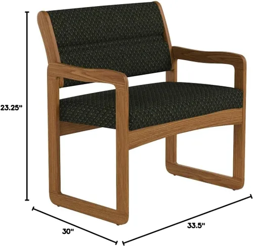 Vista 2 de Wooden Mallet Valley Bariatric Guest, Silla base de trineo, roble mediano