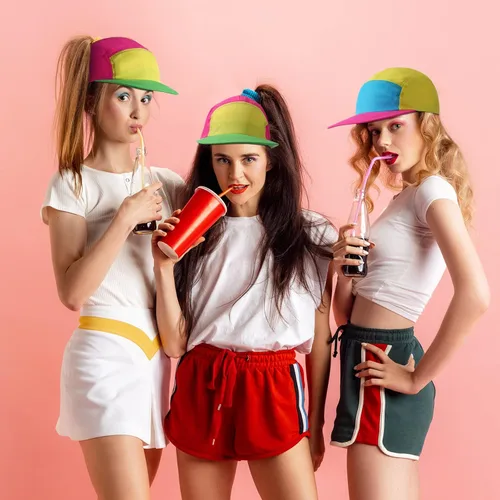 Vista 8 de Cindeer 80s 90s Neon Hat Nylon Cap Retro Adjustable Cap for Women Men 80s Costumes Accessories 90s Theme Party