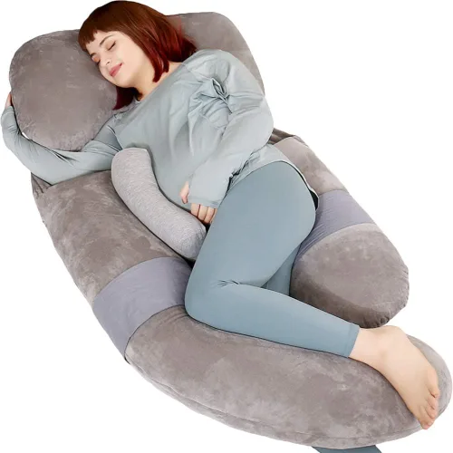 Vista 8 de MOON PINE Almohada de embarazo de 60 pulgadas, almohada desmontable en forma de U de cuerpo completo para apoyo de maternidad, almohada de dormir