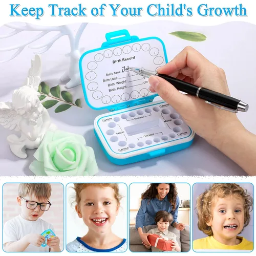 Vista 3 de Caja de Recuerdos de Dientes Caffox, Caja de la Hada de los Dientes para Niños, Guarda Dientes de Leche, Contenedor del Primer Diente