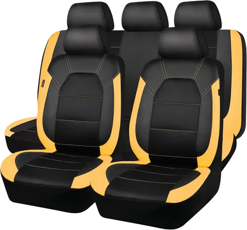 Vista 11 de CAR PASS Fundas de cuero para asientos de automóvil, juego completo universal transpirable para mujeres lindas y con estilo, esponja compuesta súper