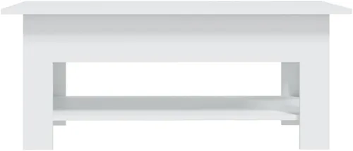 Vista 4 de White Engineered Wood Coffee Table with Storage Shelf, Modern Rectangular Living Room Furniture, Durable Matte Finish, 40.2-inch Accent Table