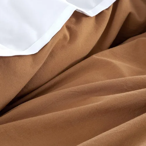 Vista 3 de Get Bed Ready Juego de funda de edredón casual de algodón lavado a la piedra, color sólido, estilo moderno, ropa de cama natural arrugada con Cobre