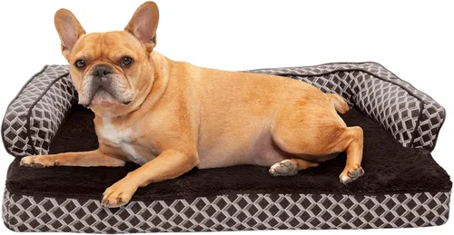 Furhaven Pet – Sofá de felpa ortopédica para perro, cama con forma de L, tumbona ergonómica con contorno de cuna, cama para perros y gatos, varios