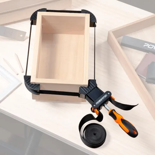 Vista 3 de POWERTEC Abrazaderas de correa para carpintería – Abrazaderas de banda de liberación rápida con mango ergonómico, abrazadera de marco de fotos