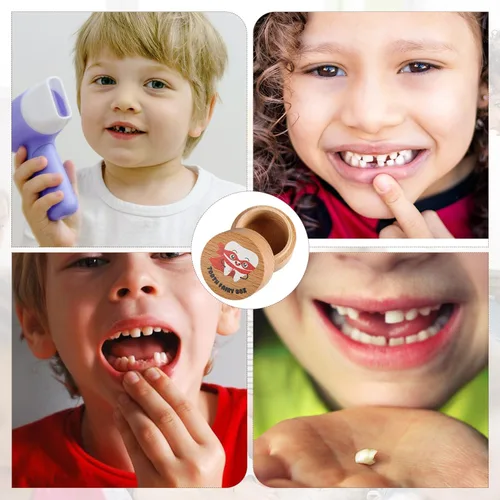 Vista 6 de Caja de dientes de hadas, caja de dientes de colores, lindo recuerdo de hadas de madera para colocar debajo de la almohada para niños pequeños