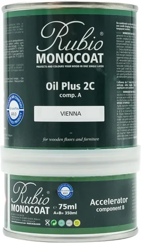 Vista 101 de Rubio Monocoat Tinte y Acabado para Madera 650 pies² - Blanco 5% Oil Plus 2C Secado Rápido, Aceite para Madera de Linaza Ecológico para Uso