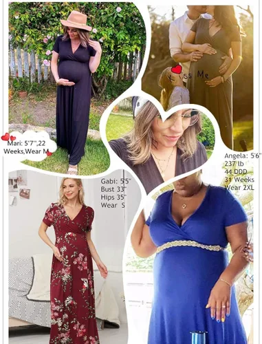 Vista 6 de Xpenyo - Vestido largo de maternidad casual para el embarazo la fiesta de bienvenida del bebé