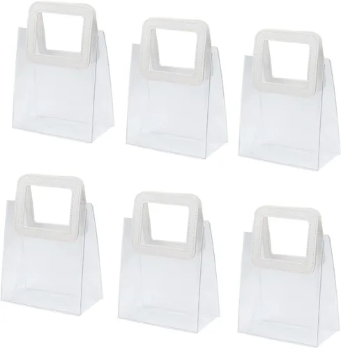 LONG XIN SERIES 6 bolsas de regalo transparentes con mango de poliuretano
