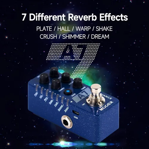 Vista 2 de MOOER A7 - Pedal de efectos para guitarra con reverberación versátil con 7 efectos de reverberación diferentes y función de guardado