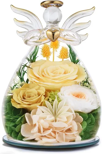Love Angel - Regalo de flores preservadas para mujeres, mamá, abuela Champán
