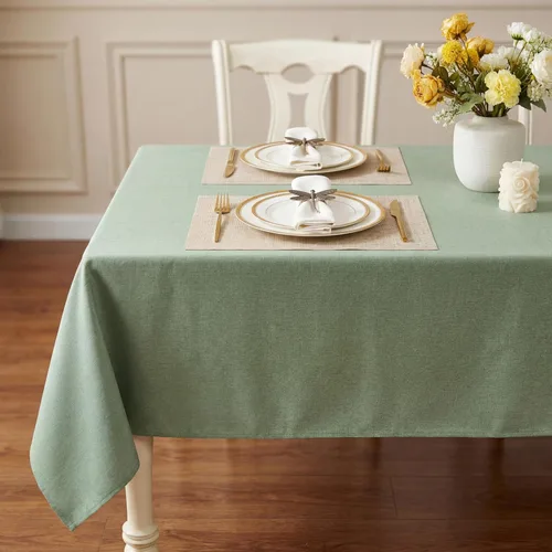 Vista 24 de IVAPUPU Mantel de Lino Texturizado para Mesa Rectangular - Mantel de Tela Impermeable Rectangular Sin Arrugas Limpiable Cubierta de Comedor