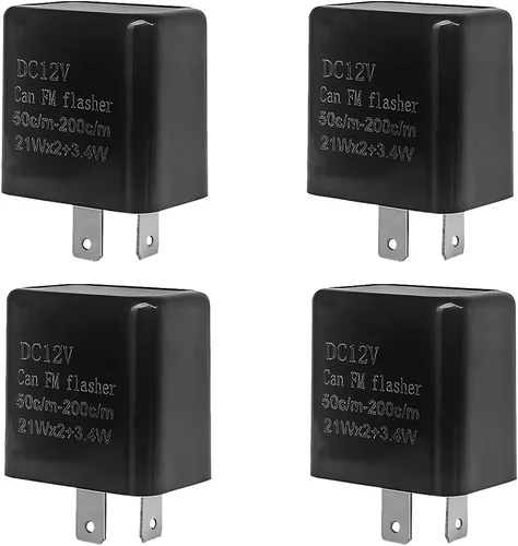 AICEL Relé de intermitente LED de 2 pines electrónico, paquete de 4, relé de intermitente ajustable de velocidad de 12V para señal de giro de