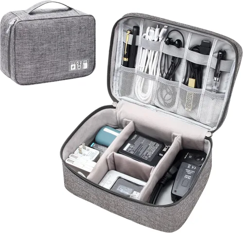 Vista 18 de SELLYFELLY Organizador de electrónica de viaje, universal, bolsa organizadora de cables, impermeable, accesorios electrónicos, estuches