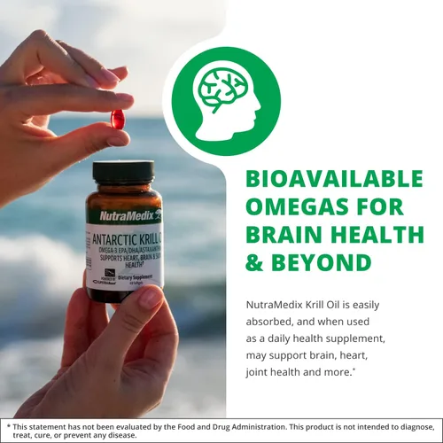 Vista 3 de NutraMedix Aceite de krill antártico de 500 mg – Suplemento de aceite de pescado – Omega-3 (EPA y DHA) + Astaxantina – Suplemento de krill rojo