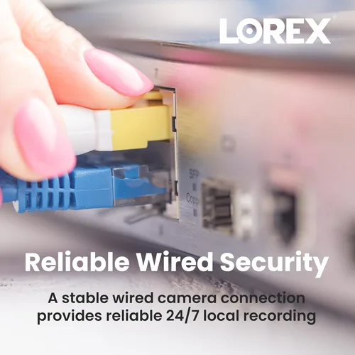 Vista 8 de Lorex Cámara de seguridad inteligente CVI 4K Ultra HD para interiores y exteriores, con cable, de disuasión, con visión nocturna a color, luces LED