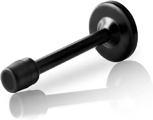 Vista 14 de KOLAKO Topes de puerta, tope de puerta de 4 pulgadas, montaje en pared, soportes modernos negros con parachoques de punta de goma, topes de puerta