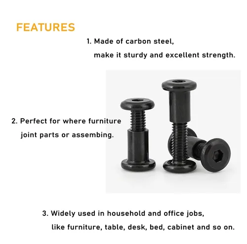 Vista 3 de binifiMux Kit surtido de 100 tuercas hexagonales M6 de cabeza Allen para muebles de cuna, tornillos de conexión M6 x 0.787 in/1.181 in/1.575