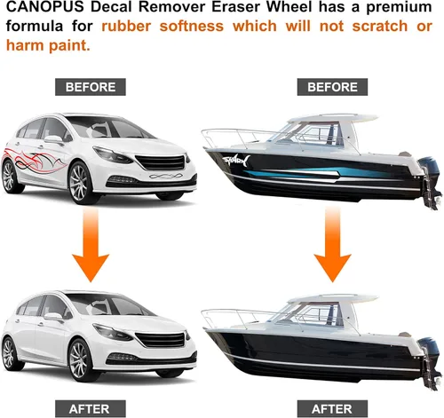 Vista 2 de CANOPUS - Rueda de borrador para quitar calcomanías - Kit de herramientas para quitar adhesivos, rayas, pegatinas, vinilo para coches