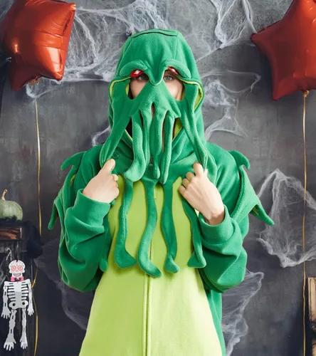Vista 6 de Focupaja Pijama unisex de una pieza para Halloween, disfraz de fiesta de Navidad, cosplay, overol para el hogar, ropa de dormir