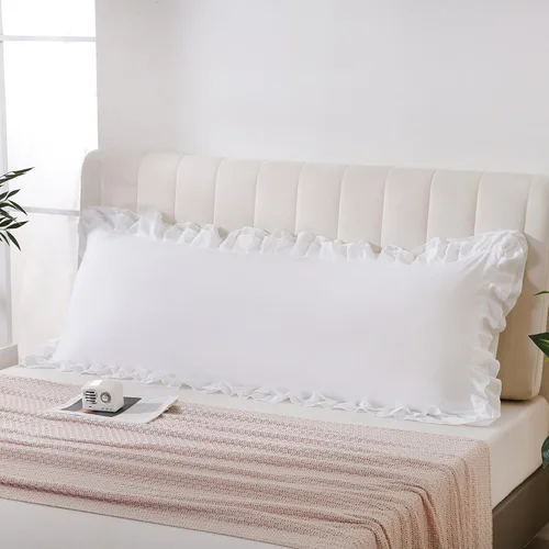 Vista 17 de Bedbay Juego de 2 fundas de almohada beige tamaño Queen, fundas de almohada con volantes, fundas de almohada Shabby Chic tamaño estándar, fundas