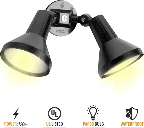 Vista 2 de Ciata Faro de Seguridad para Exteriores de 15" con 1 Cabezal, Cuerpo de Aluminio Fundido Resistente, 150W PAR38, Acabado Bronce Oscuro Resistente a