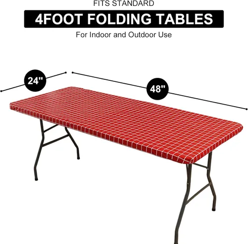 Vista 318 de Mantel rectangular, manteles de plástico elásticos ajustables con parte trasera de franela para mesas de 4 pies, manteles de vinilo impermeables