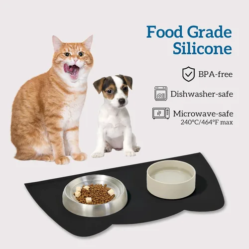Vista 4 de OHMO - Tapete de silicona para comida para gatos, tapete de alimentación de mascotas para el suelo, antideslizante e impermeable, bandeja para agua